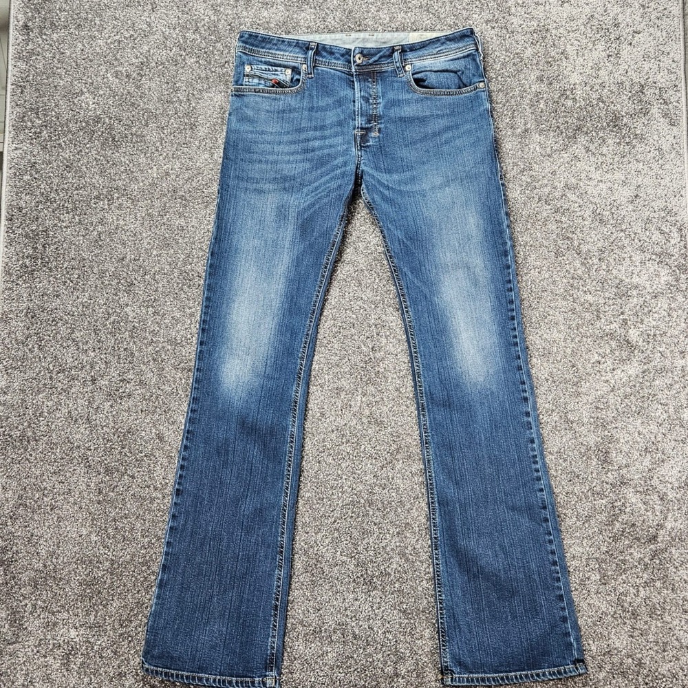 Diesel Zatiny Jeans Men 32x34 Blue Solid Regular Bootcut Stretch Denim 094BU
